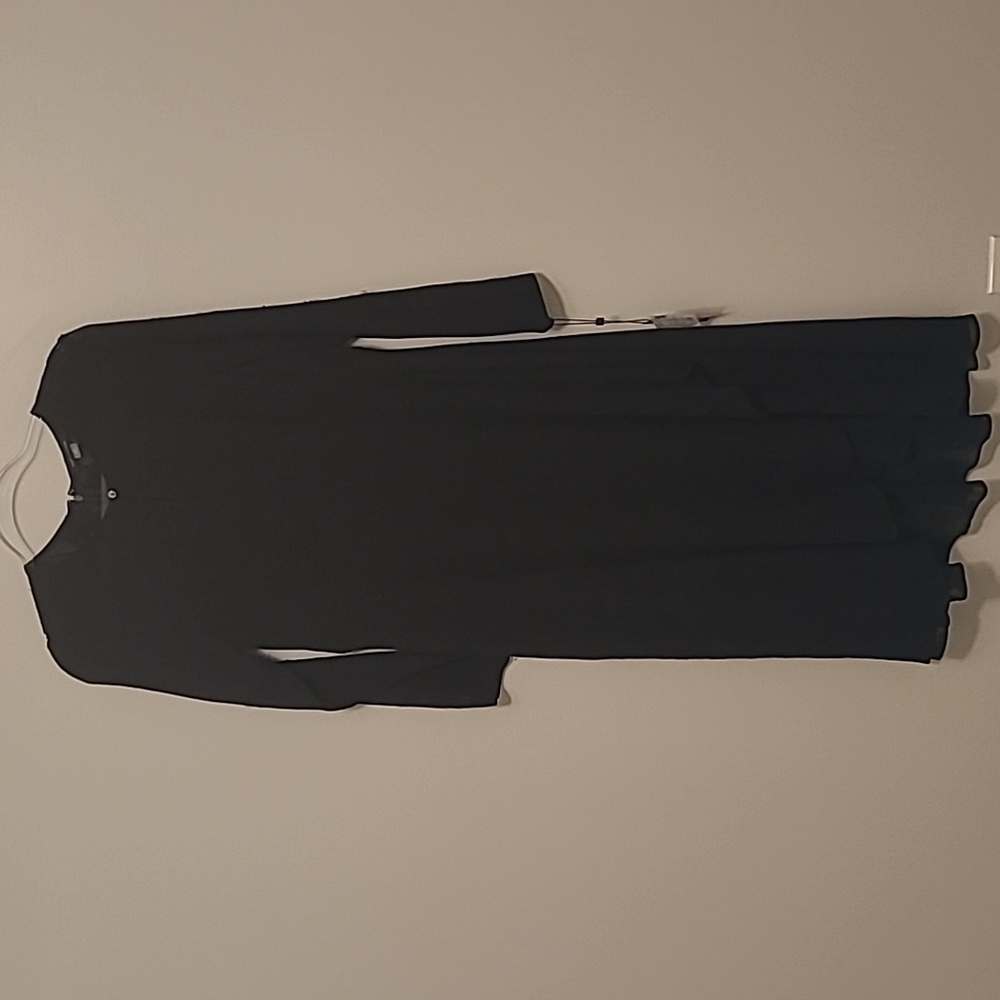 Tommy Hilfiger Gorg Navy Blue Semi-Sheer faux wrap dress NWT